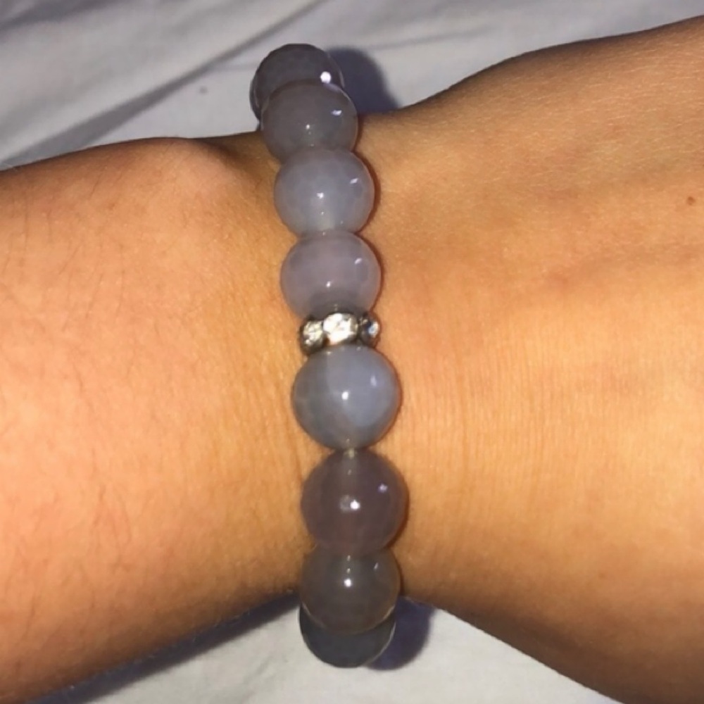 ❤️🔥Boutique - Light Gray Crystal Beaded Stretch Bracelet - OS